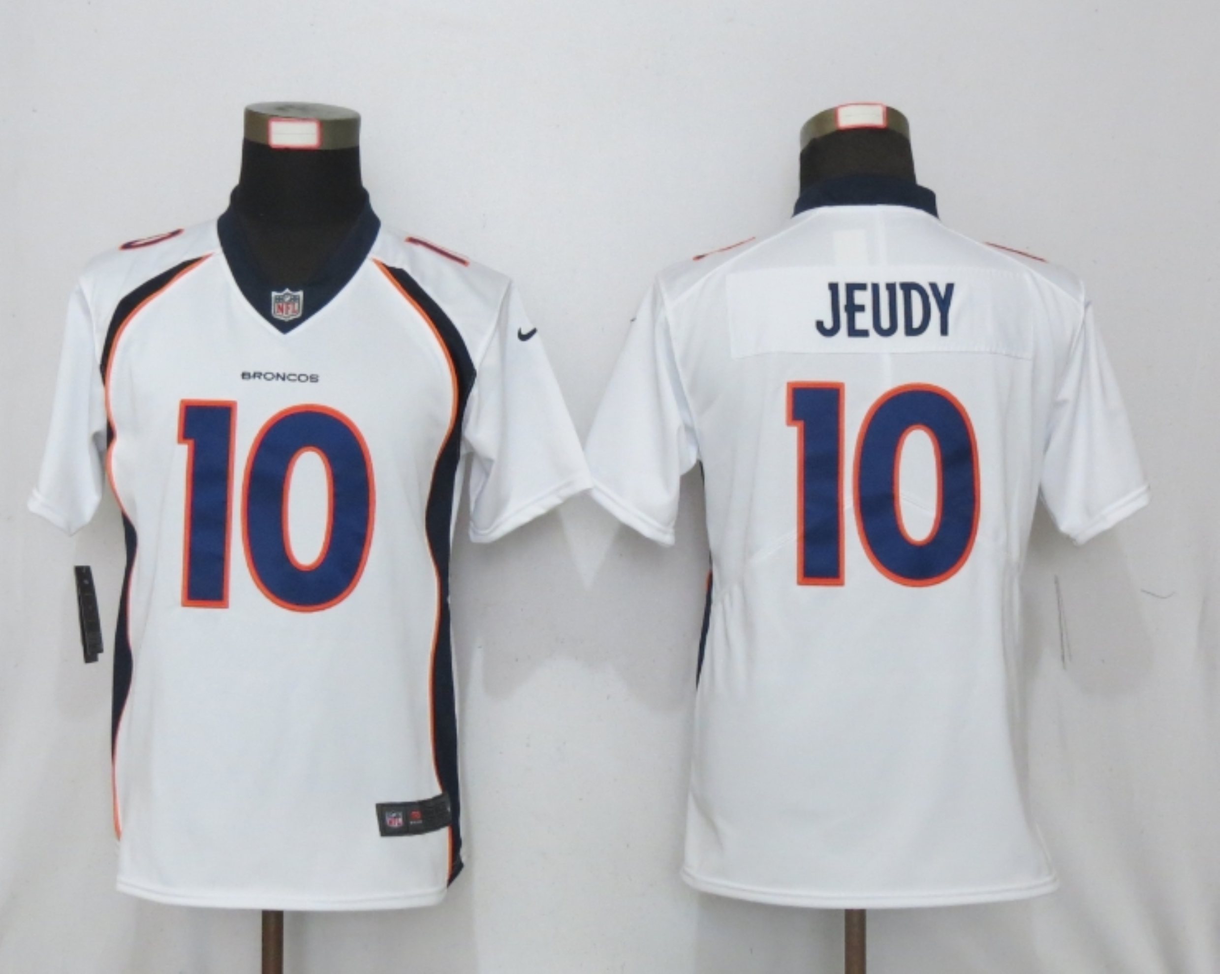 Women NEW Nike Denver Broncos #10 Jeudy Nike White Alternate Vapor Elite Playe